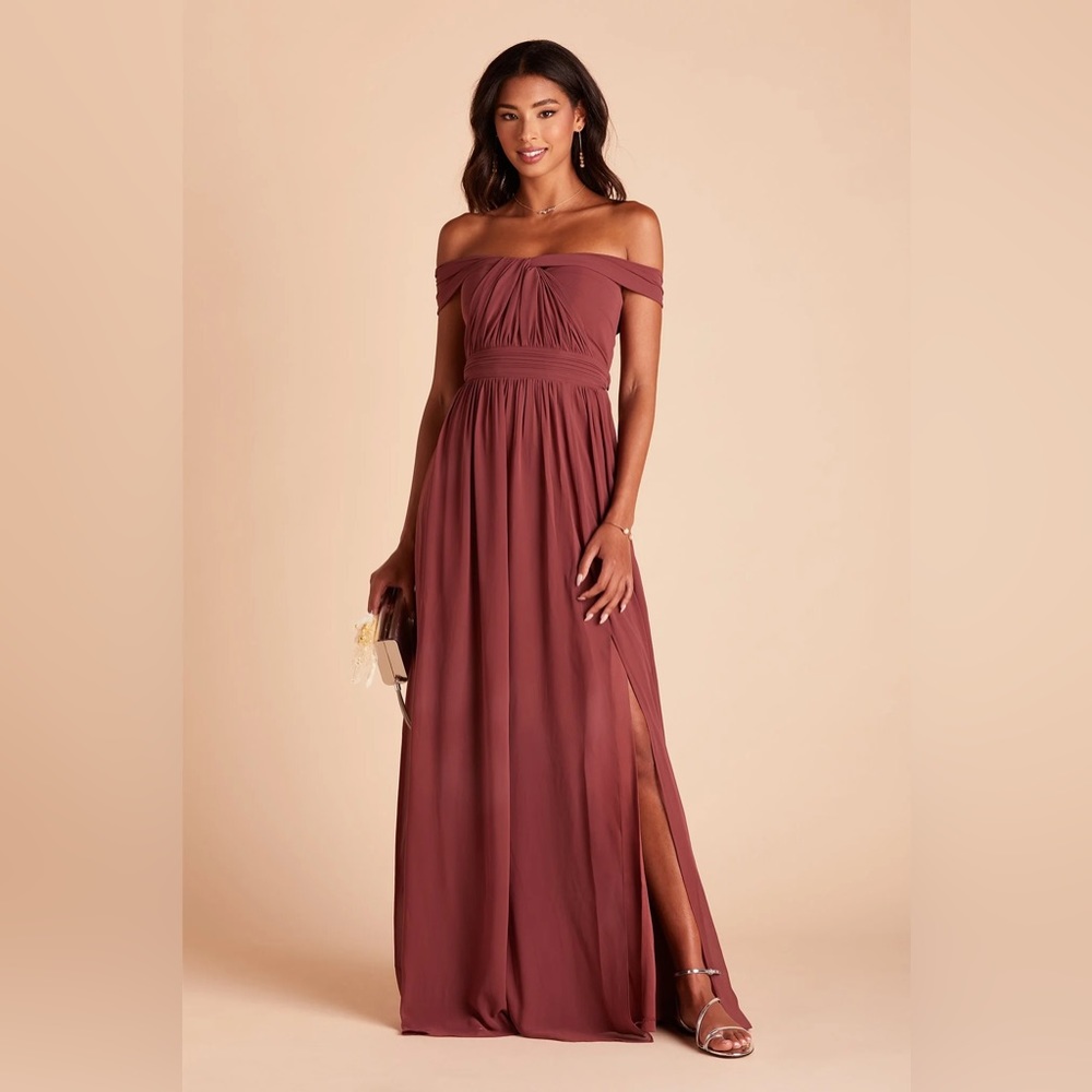 Birdy Grey Pink Smocked Off-Shoulder Maxi Dress “Grace”